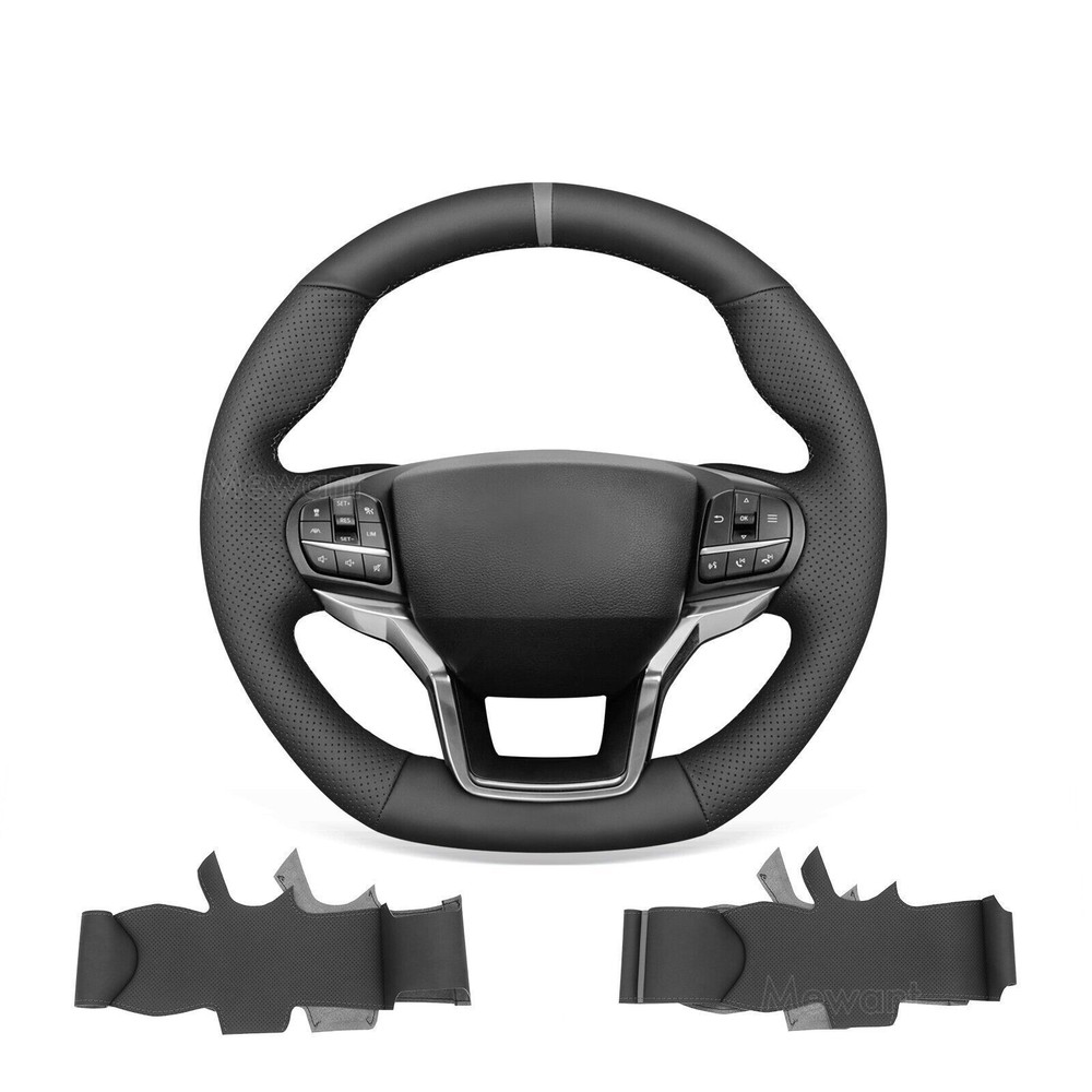 Hand Stitch DIY Real Leather Steering Wheel Cover for Ford Explorer ST 2020-2023