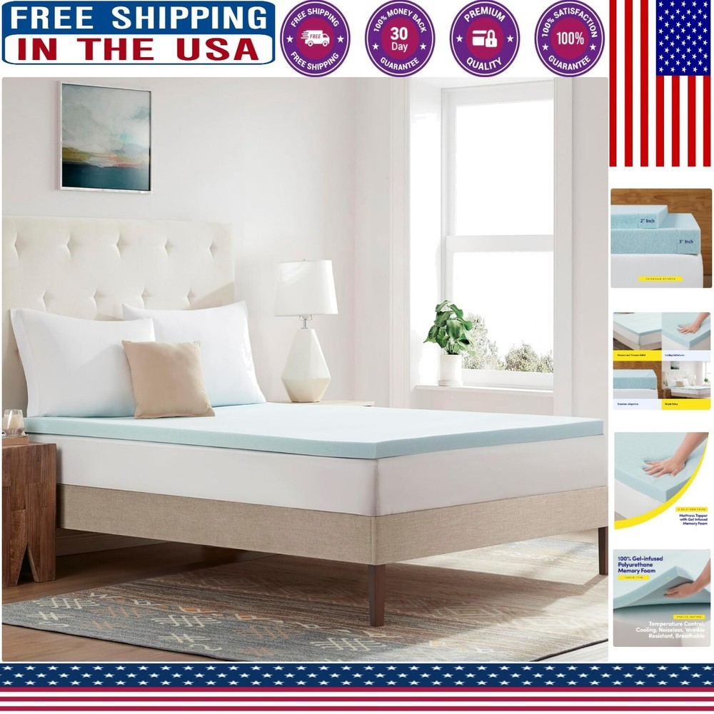 Twin Gel-Infused Mattress Topper - CertiPUR Certified Pressure Relief & Cooling