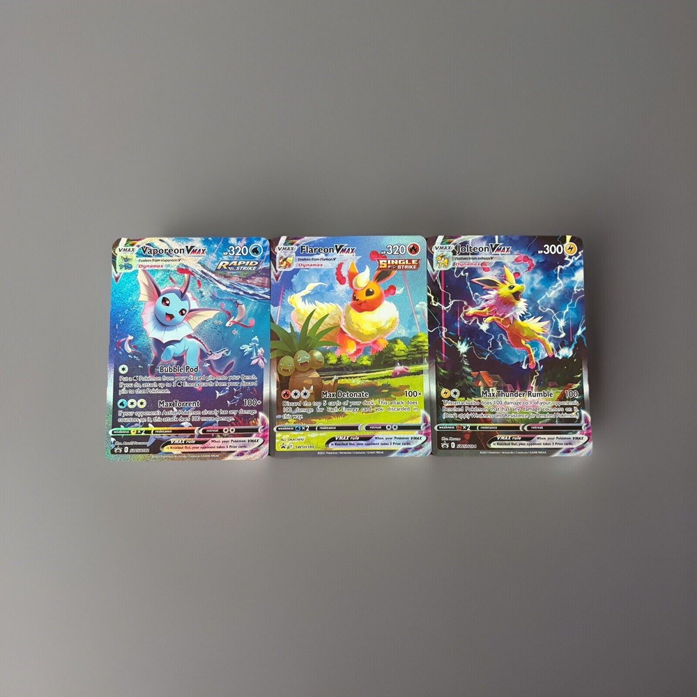 Jolteon Flareon & Vaporeon VMAX Premium Collection Jumbo Promo Pokemon Card Lot