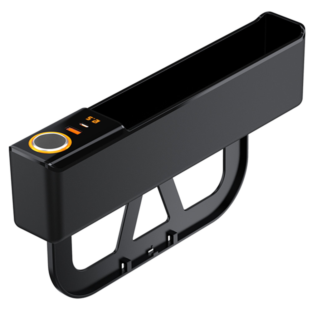 Rechargeable Black Seat Gap Storage Box with Phone Holder Organizer