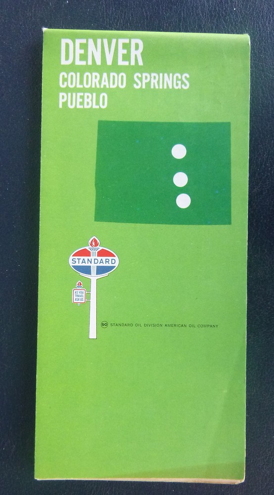 1970 Denver Colorado Spring Pueble street map Standard oil Indiana gas
