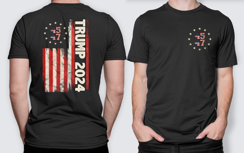 T-Shirt Trump 2024 MAGA 45 47 Missed Me Never Surrender Legend Flag PA Shooting