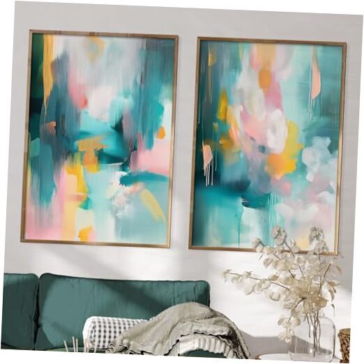 Orange And Teal Abstract Painting 16L