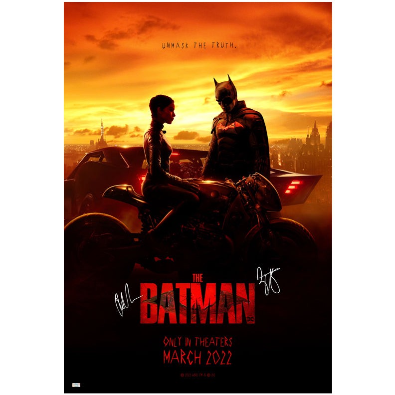 Robert Pattinson, Zoe Kravitz Autographed 2022 The Batman Original 27x40 Poster