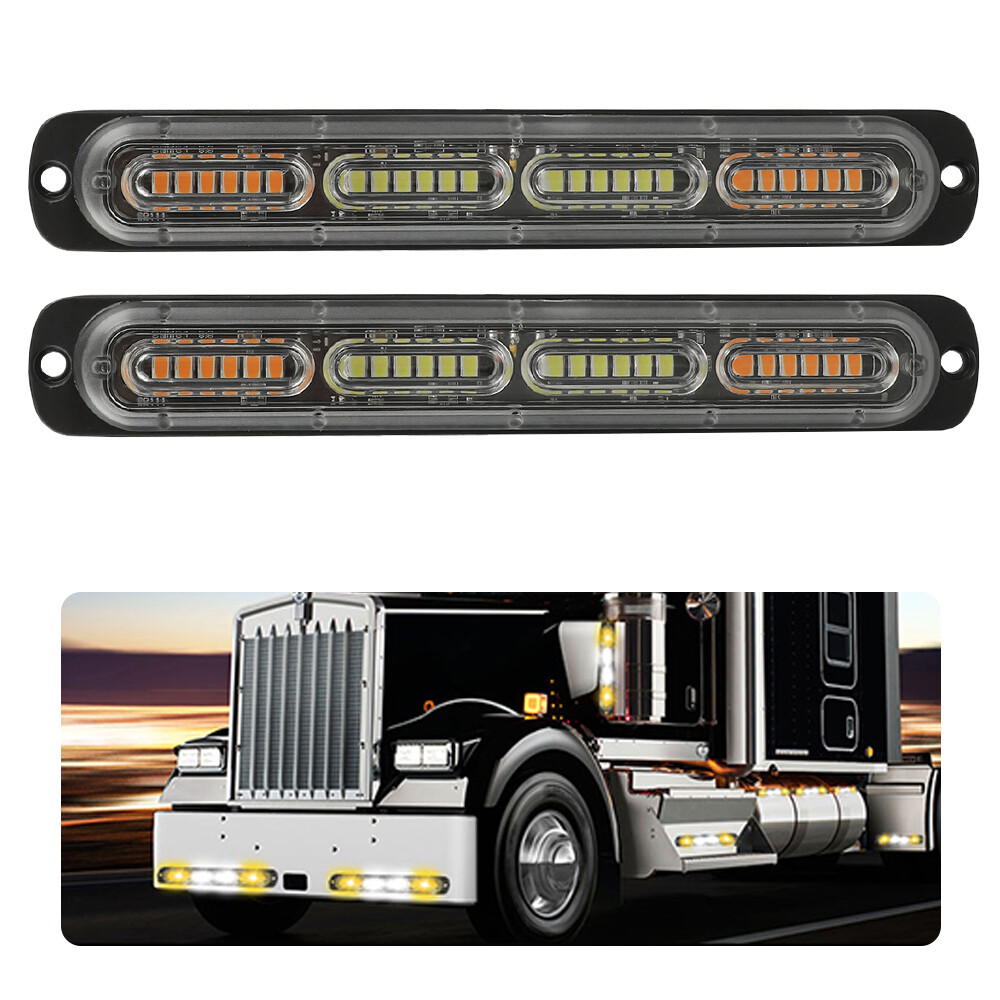 Amber/White 24LED Car Truck Warning Hazard Flashing Beacon Strobe Light Bar
