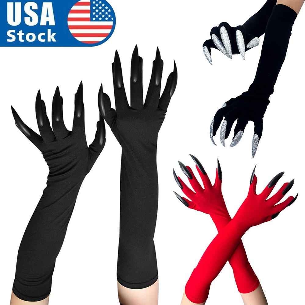 Halloween Gloves Long Fingernails Gloves for Cosplay Costume Accessories Sleeve