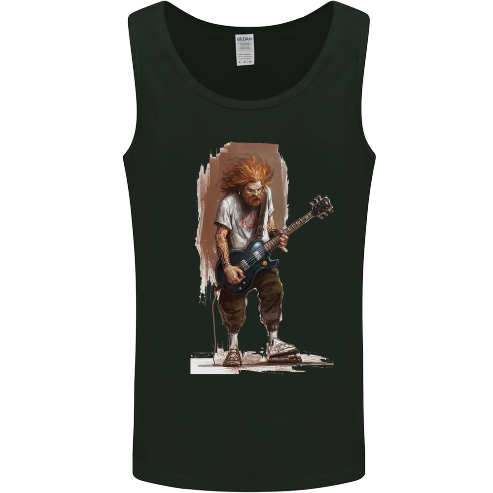 An Old Rocker With an Electric Guitar Rock Music Mens Vest Tank Top