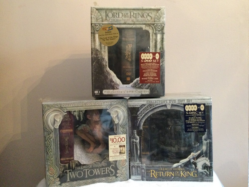 The Lord of the Rings: All 3 sets (DVD, 2003, 5-Disc Set, Collectors Box)