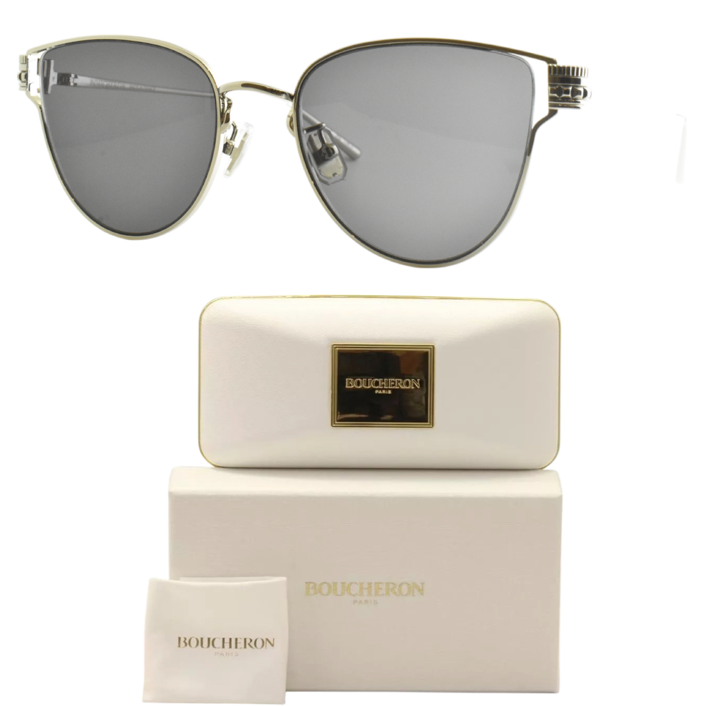 NEW!! BOUCHERON QUATRE BC0113S 003 White Cat Eye Full Rim Womens Sunglasses