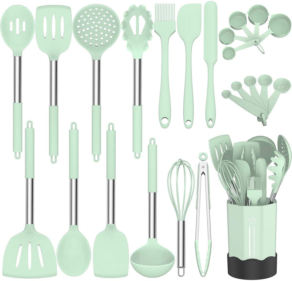 Silicone Cooking Utensil Set,  Non-Stick Kitchen Utensil 24 Pcs Cooking Utensils