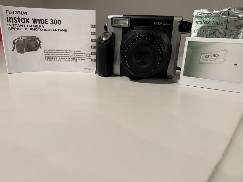 Fujifilm Instax Wide 300 Instant Camera Black Silver with Film Fully Functional