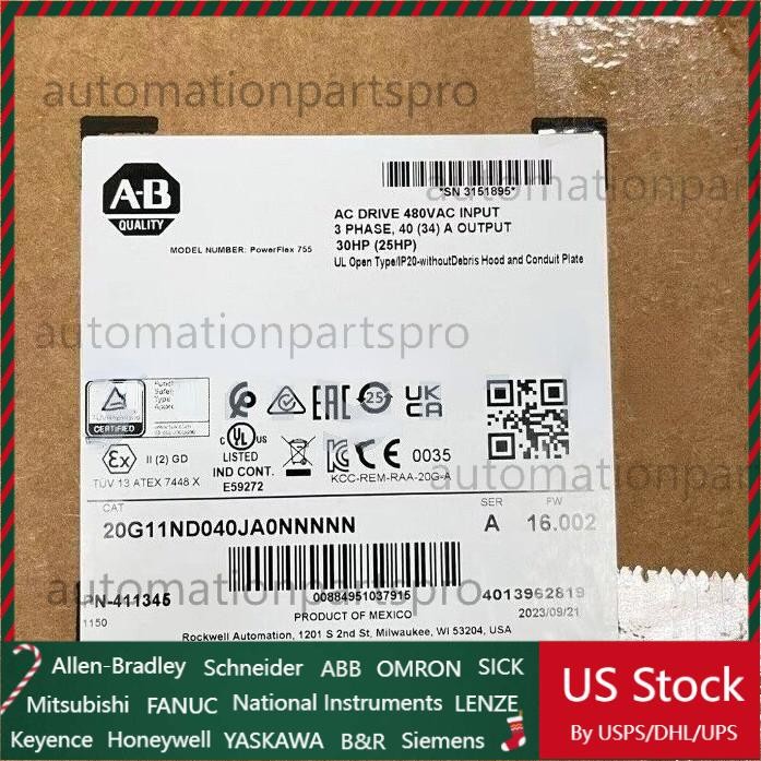 Allen-Bradley 20G11ND040JA0NNNNN PowerFlex 755 AC Drive US Free Tax