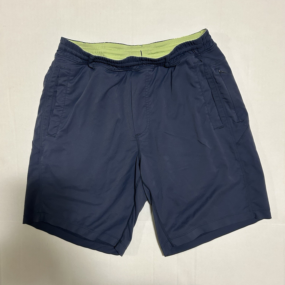 Birddogs Men's Athletic Shorts Navy with Green Liner Long Size M Stretch Pockets