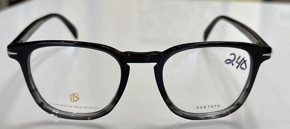 David Beckham DB 1050 Eyeglasses Men Black Gray Horn Round 49mm New & Authentic