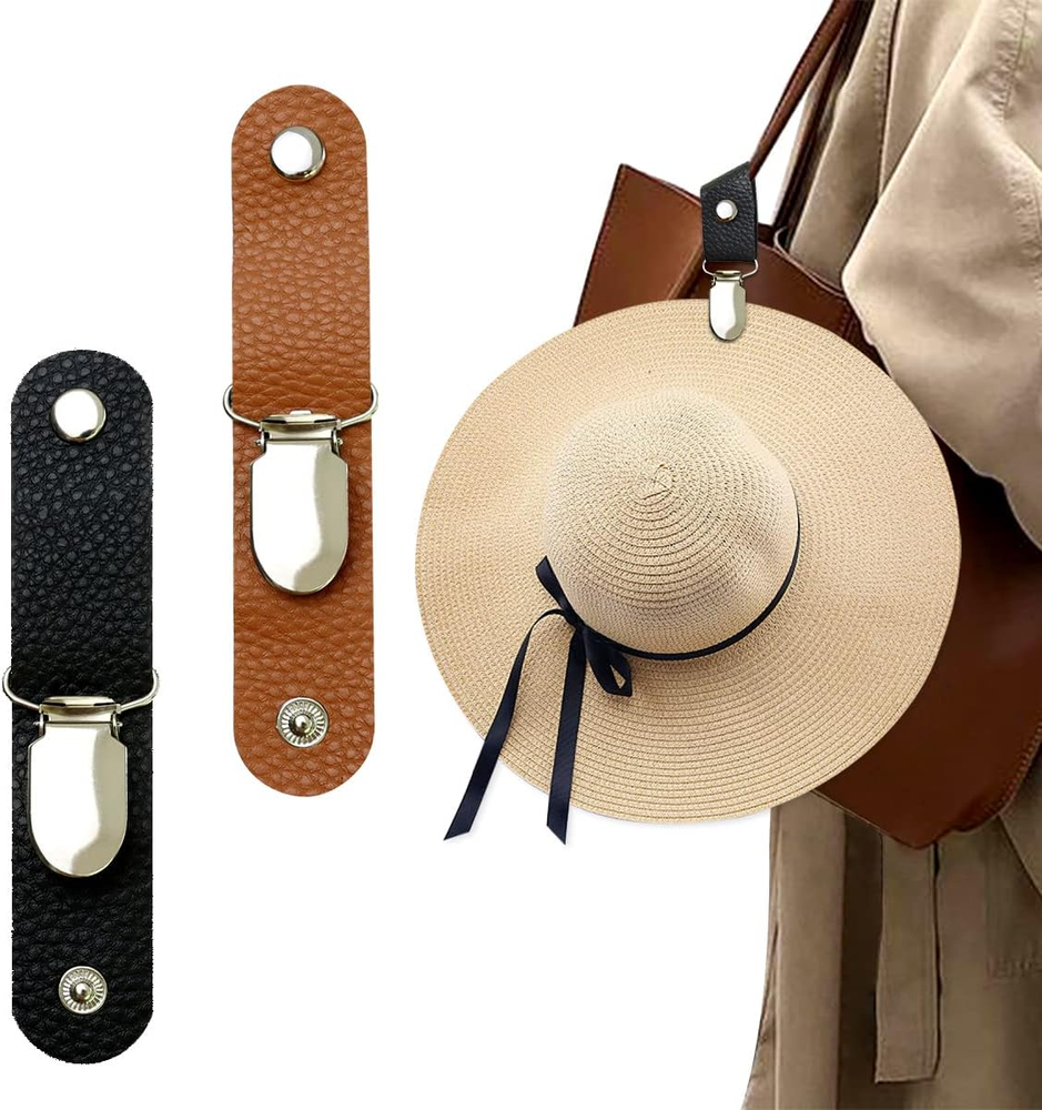 Hat Clip for Travel, Hat Clip for Travel on Bag, PU Leather Hat Clip, Multifunct