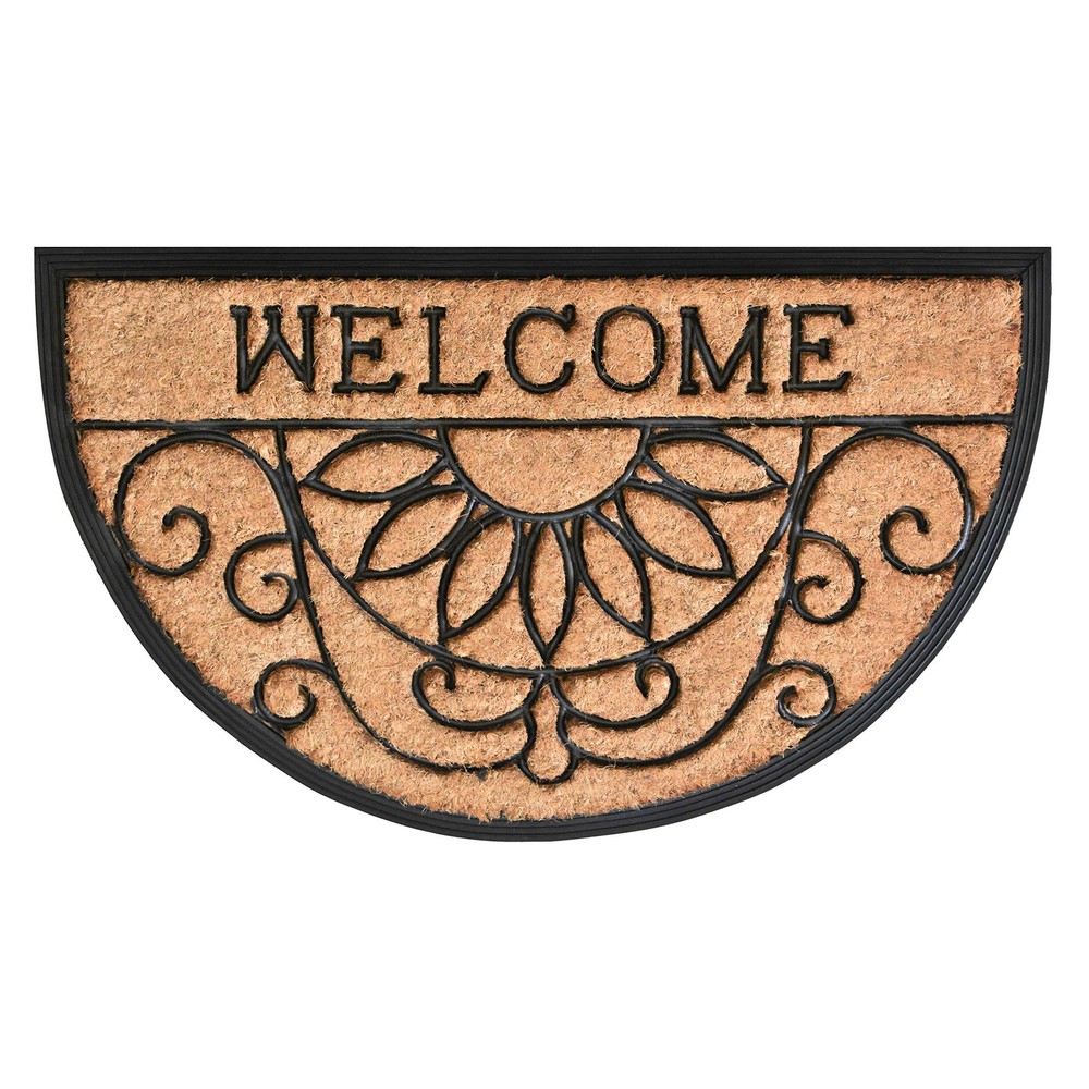 10009 Heavy-Duty 18x30 Coir and Rubber Welcome Scroll Doormat for Durability and Style