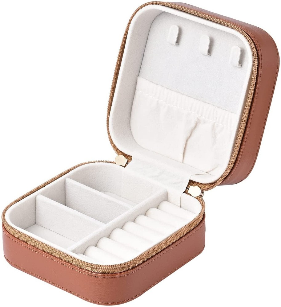 Luxury Leather Travel Jewelry Box for Women Mini Organizer Small Jewelry Port...