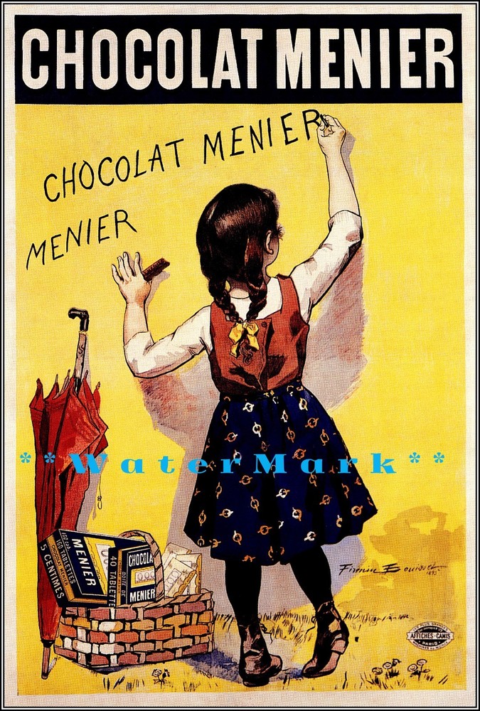Chocolate Menier 1892 France Vintage Poster Print Retro Style Décor Wall Art