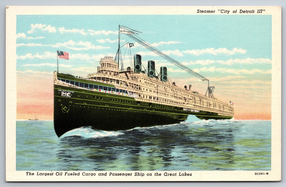 SS City of Detroit III Great Lakes Cruise Ship Vintage Postcard Z13
