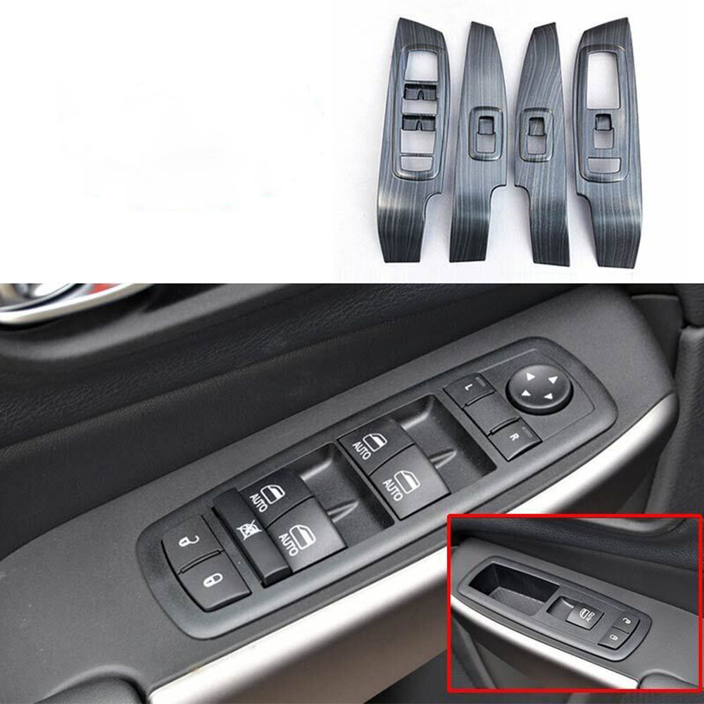 For Jeep Cherokee 2014-20 Black Wood Grain Window Lock Lift Panel Frame Trims 4P