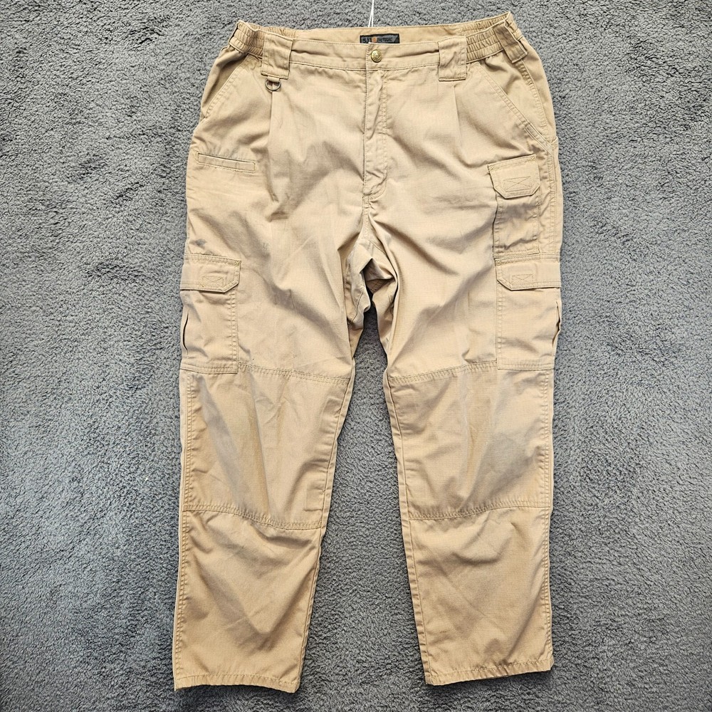 5.11 Tactical Pants Men Size 38x32 Beige Pleated Front Workwear Cargo Pant