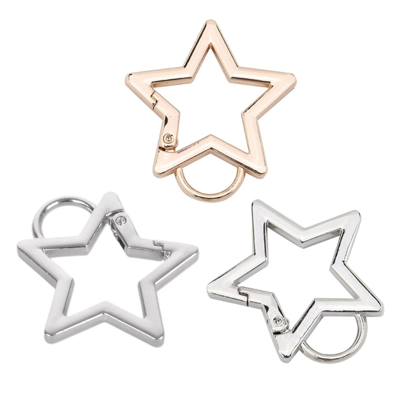 Metal O-Ring Spring Clasps Openable Star Shaped Carabiner Keychain Bag Clip