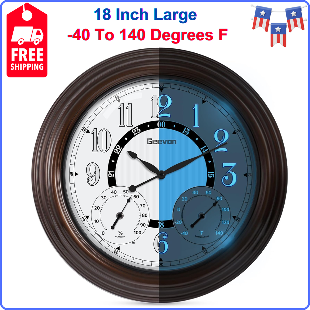 AcuRite 75133M LED Illuminated Outdoor Clock With Temperature and Humidity 24