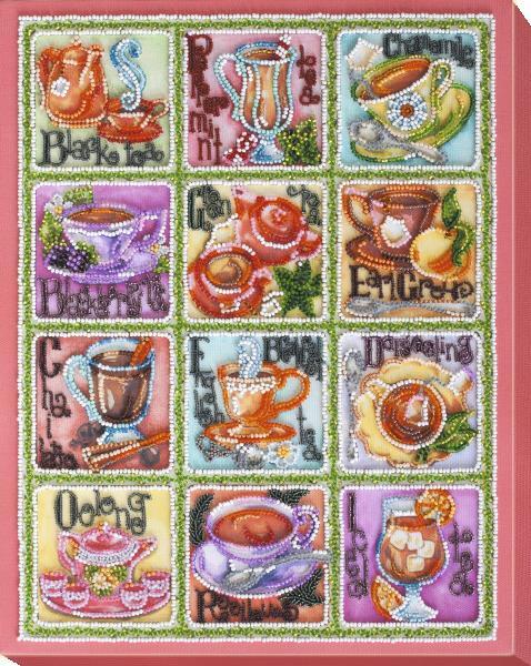 Bead embroidery kit Tea Card needlework kit Art canvas beadwork pattern