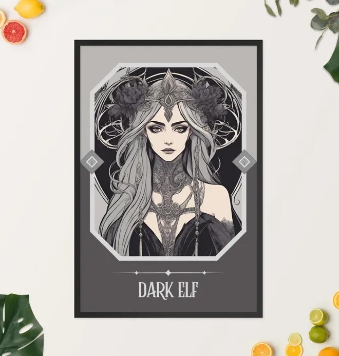 Dark Elf Art Nouveau Tarot Woman Fantasy Art Print