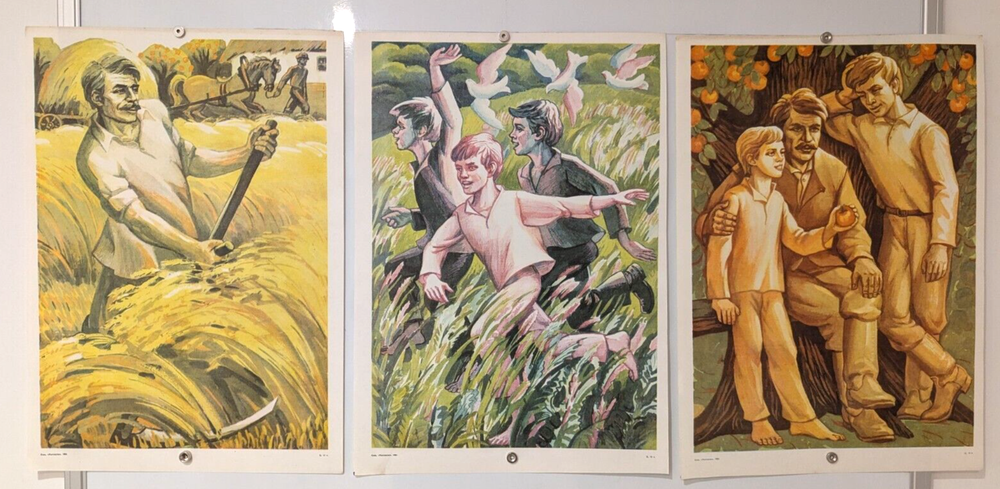 Triple Poster Triptych 1984 - Original Soviet - Teach your children how to work!