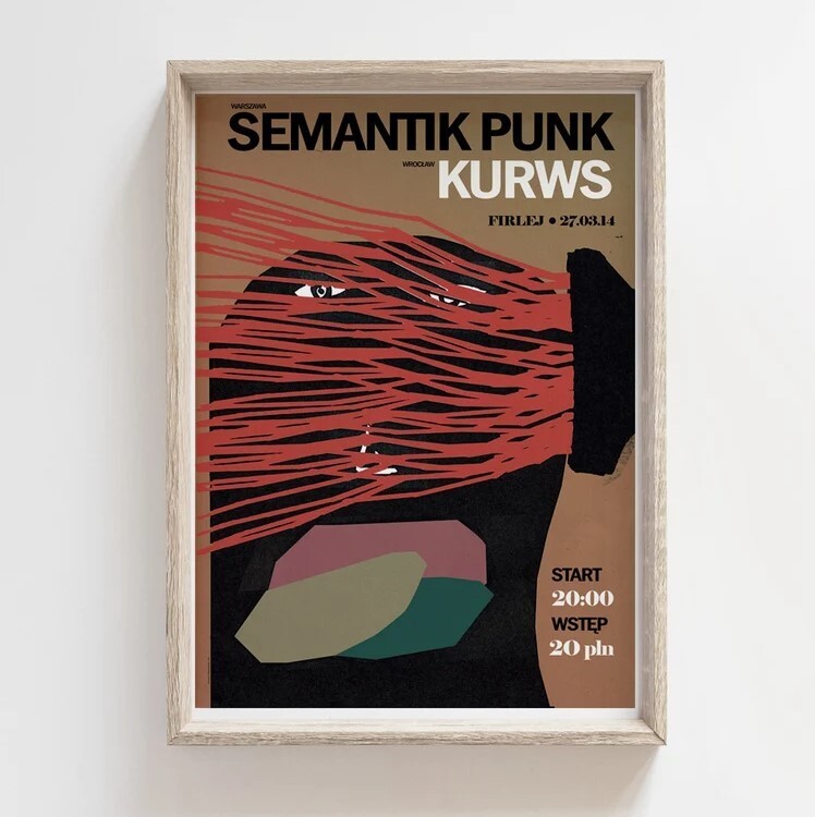 Semantik Punk, Kurws original poster from concert in Poland, gigposter, music