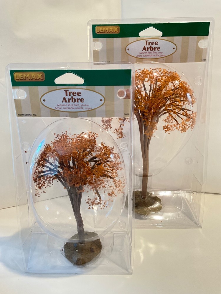 Lemax 2000 Christmas Village Set of 2 Rustic Autumn Trees 04496 04495