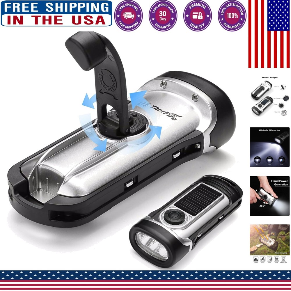 Compact Hand Crank LED Flashlight - Ideal for Camping and Emergency Situations