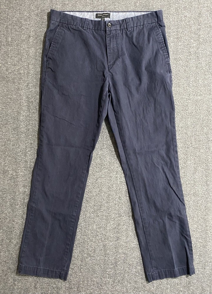 Banana Republic Fulton Skinny Fit Chino Pants Men  Blue Geometric Size 33/32