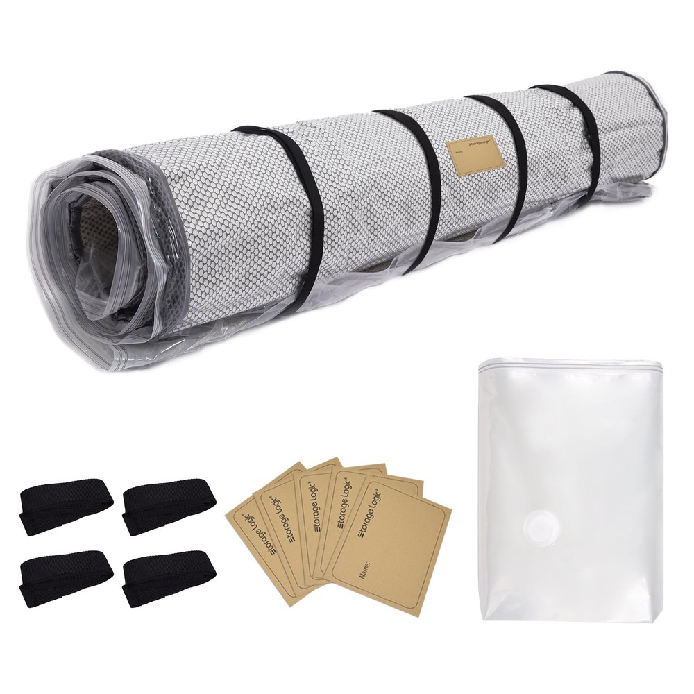 Foam Mattress Vacuum Bag (Queen/Full/Full XL) with Straps and 5 Name Tag Stic...