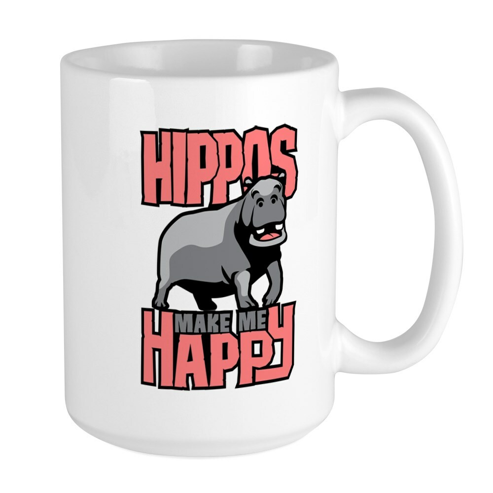 CafePress Hippos Make Me Happy Mugs Large Mug (291700819)