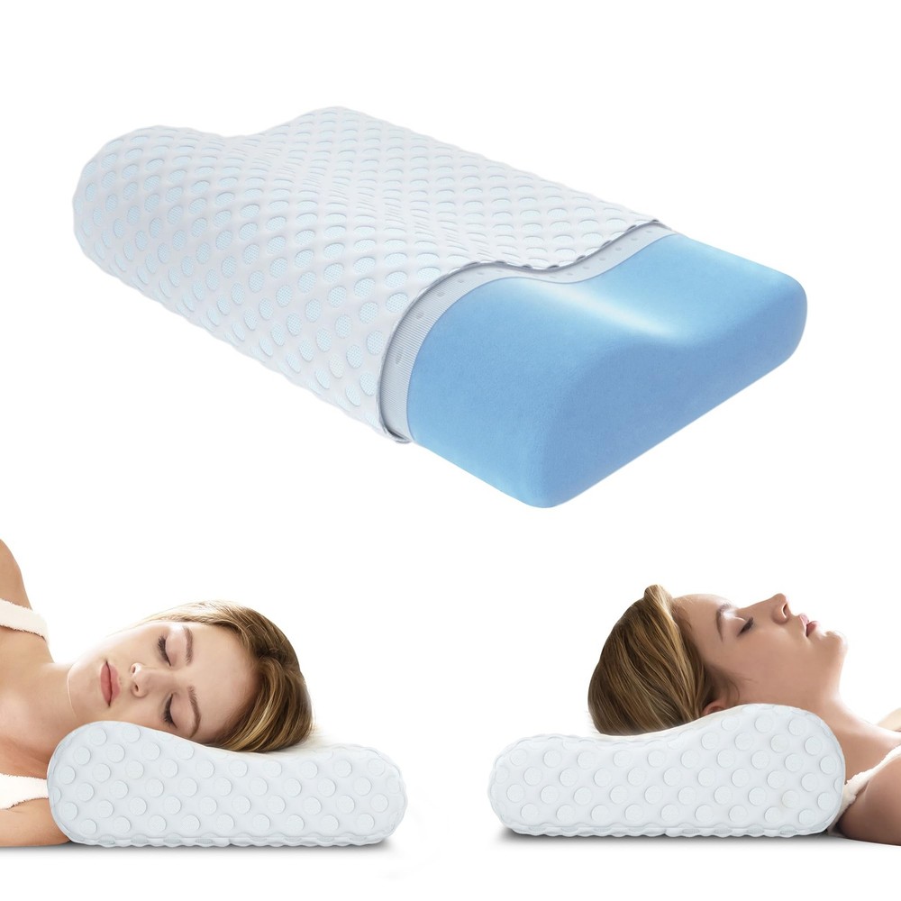 Memory Foam Neck Pillow for Cervical Pain Relief Contoured Support