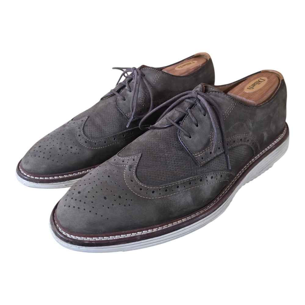 Johnston Murphy Upton Embossed Wingtip Brown Suede Dress Shoes 12 M 20-3528