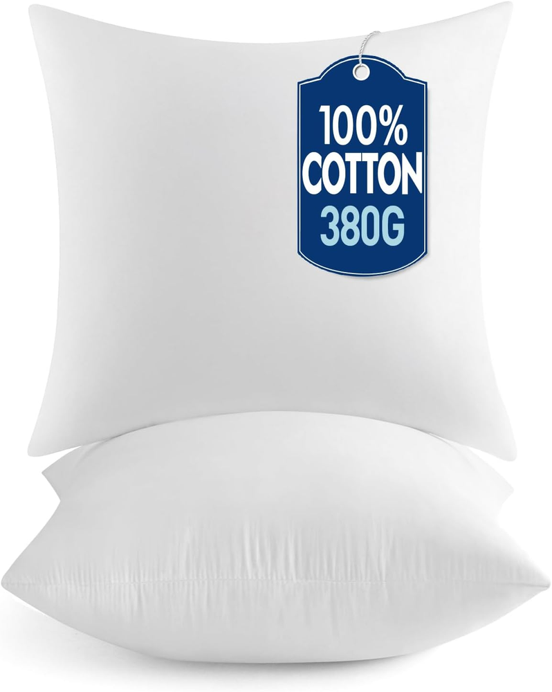 16X16 Pillow Inserts,Set of 2 100% Virgin Microfiber with Cotton Cover Throw Pil