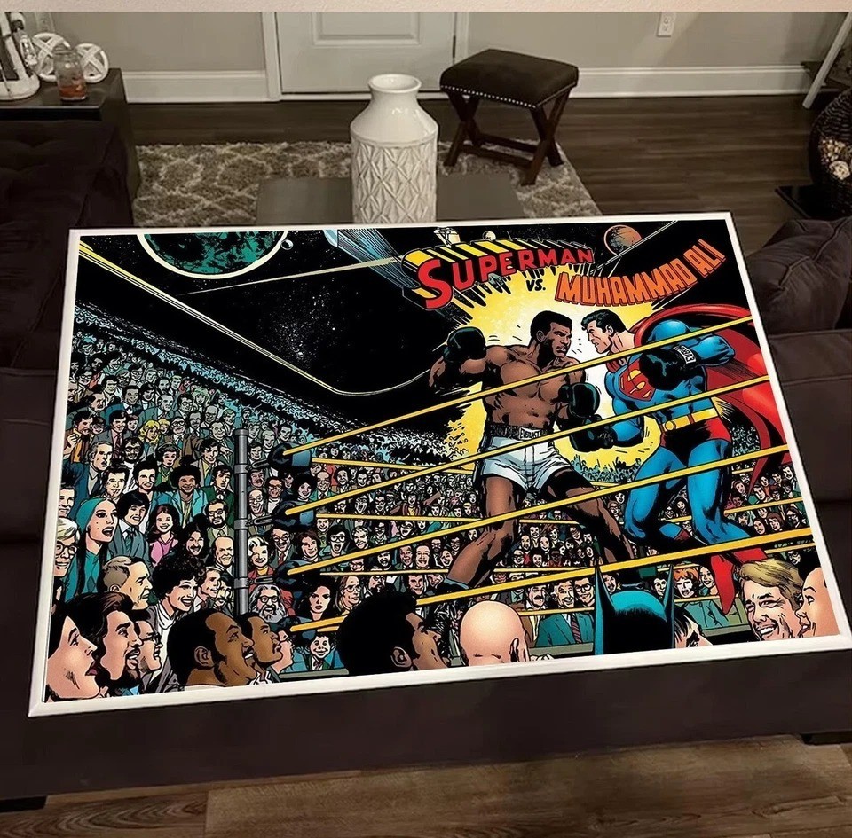 Muhammad Ali vs. Superman Boxing Poster, Best Gift