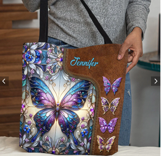 Personalized Butterfly Tote Bag, Love Butterflies Handbag