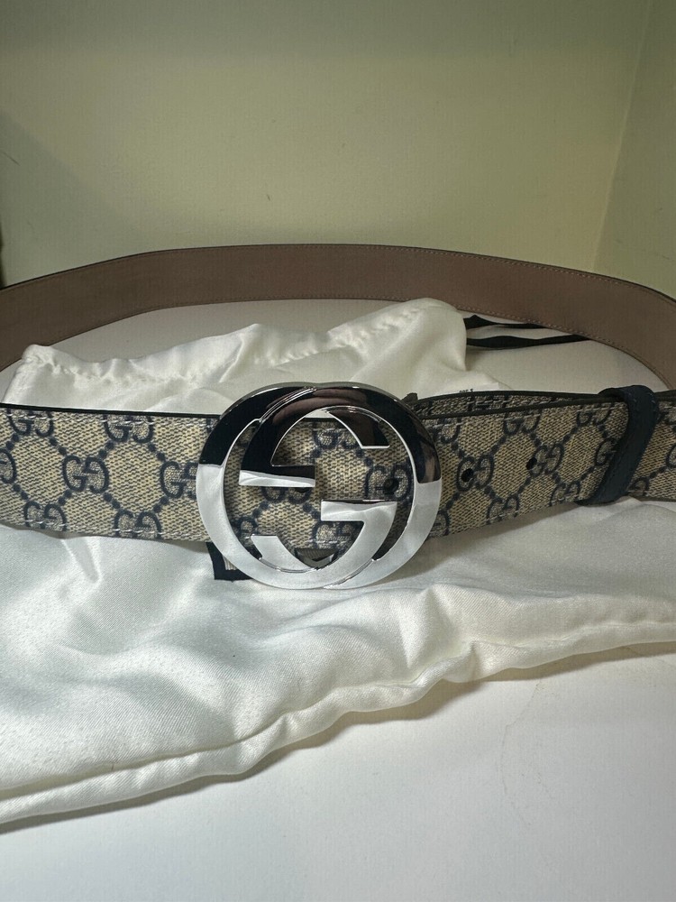 gucci belt blue canvas mono