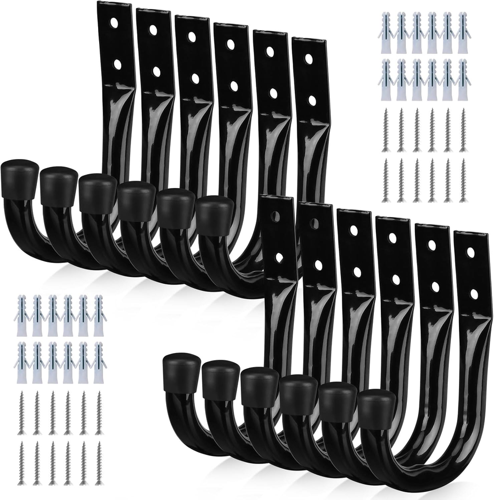 12 Pack Heavy Duty Garage Storage Hooks Wall Mount J Hooks for Hanging Tools