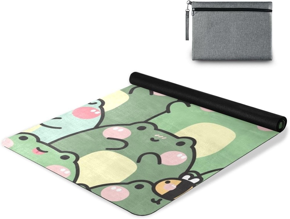 Cute Chubby Frog Yoga Mat, 71 X 26 Inch Non-Slip Yoga Mats Folding Travel Exerci