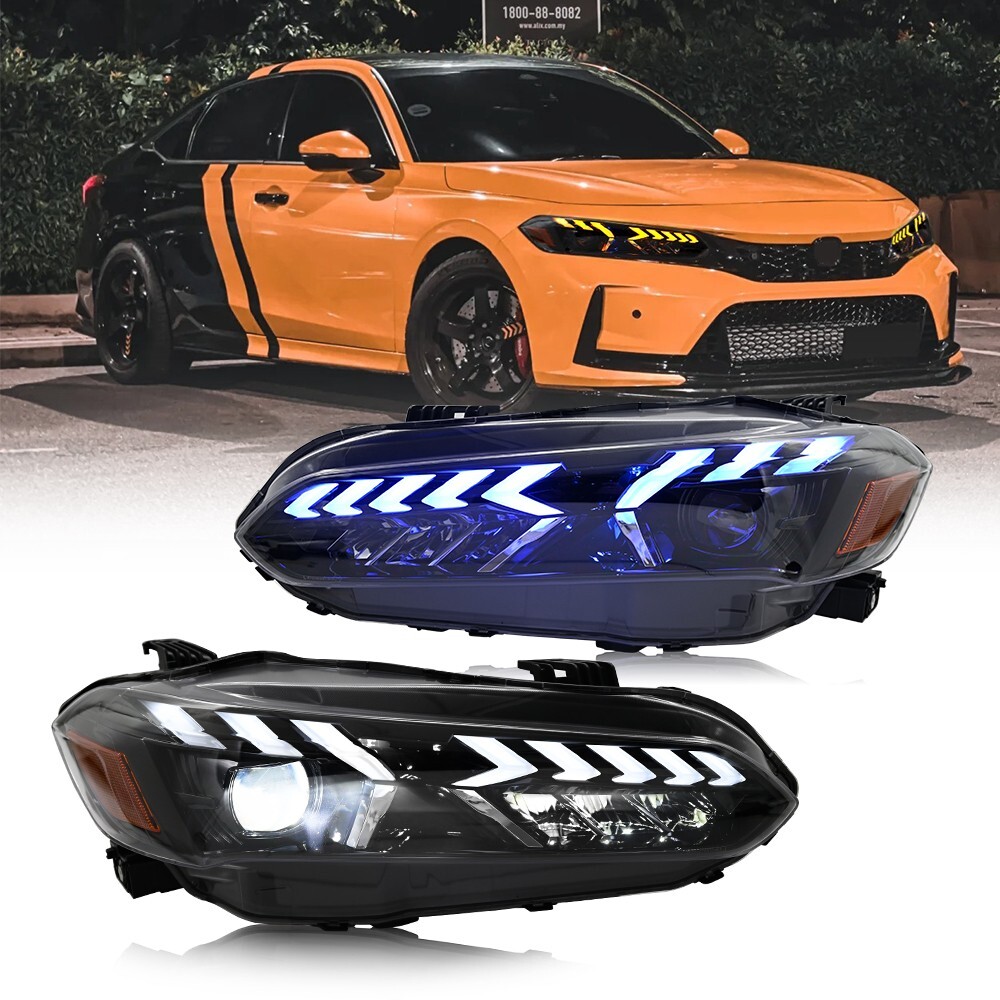 Pair Headlight For 2022-2025 11th Gen Honda Civic LED Sequential Turn Signal DRL