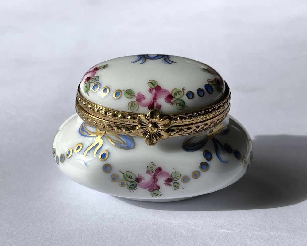 Vintage Limoges Hinged Trinket Box by Rochard Collectible Porcelain Jewelry Case