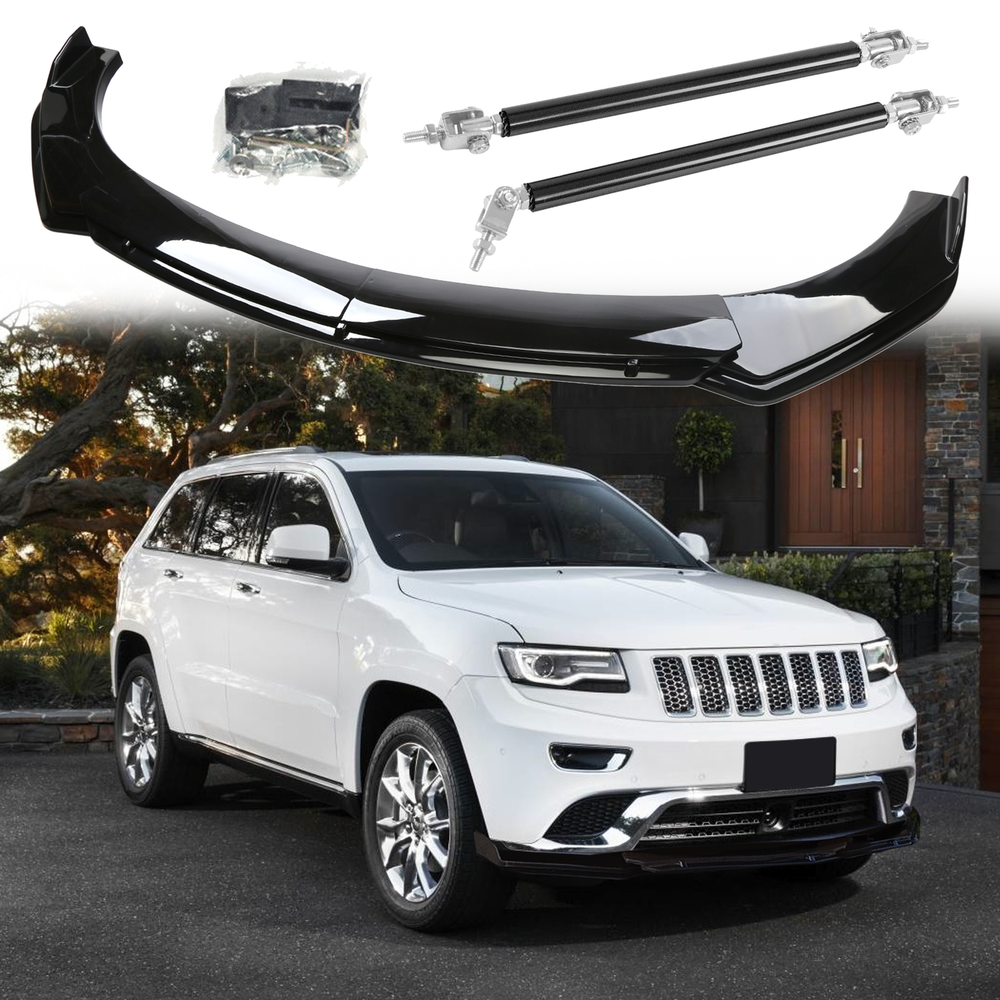 For Jeep Grand Cherokee Front Bumper Lower Lip Splitter Spoiler+Strut Rods