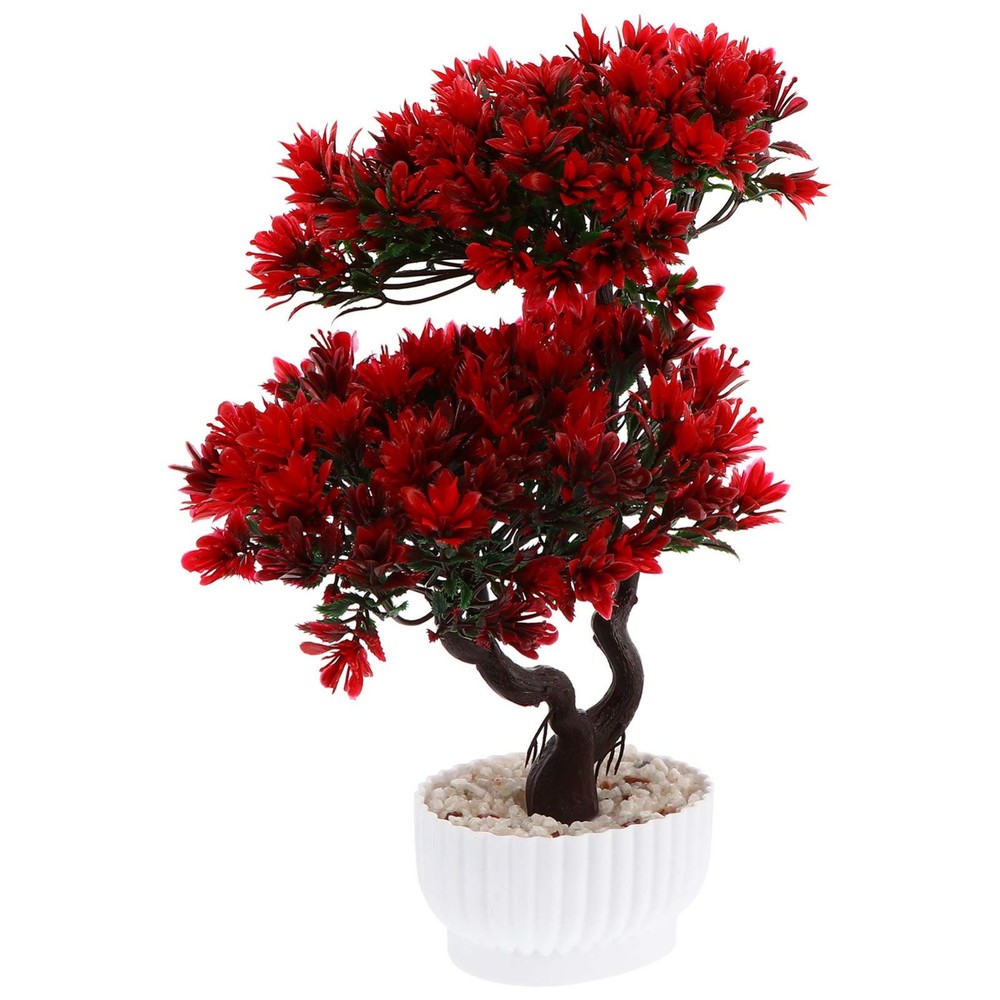 Artificial Bonsai Tree in Pot Faux Potted Pine Plants Plastic Fake House Plan...
