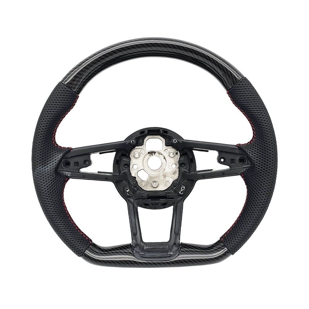 REVESOL Black Ring Flat Sports Steering Wheel for 2016-2023 Audi R8 / TT / TTRS