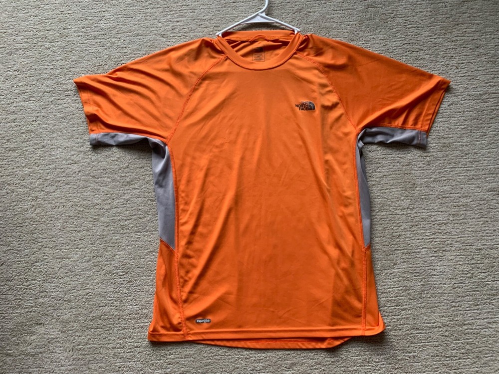 NORTH FACE Shirt Mens Large Orange Gym Walking Running Jogging Activewear
